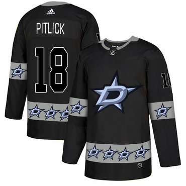 Men's Dallas Stars #18 Tyler Pitlick Black Team Logos Fashion Adidas Jersey