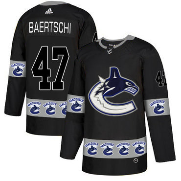 Men's Vancouver Canucks #47 Sven Baertschi Black Team Logos Fashion Adidas Jersey