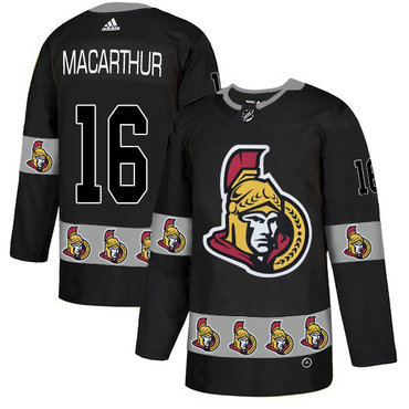 Men's Ottawa Senators #16 Clarke MacArthur Black Team Logos Fashion Adidas Jersey