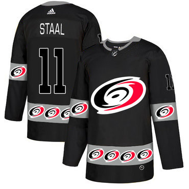 Men's Carolina Hurricanes #11 Jordan Staal Black Team Logos Fashion Adidas Jersey