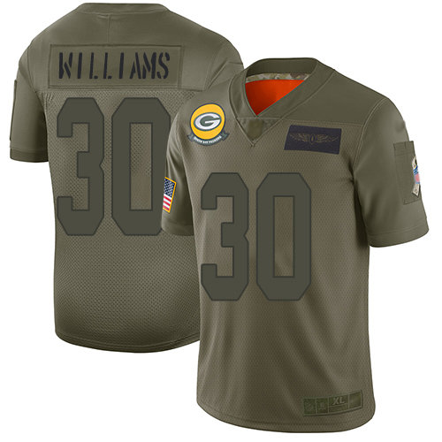 Nike Packers #30 Jamaal Williams Camo Men's Stitched NFL Limited 2019 Salute To Service Jersey