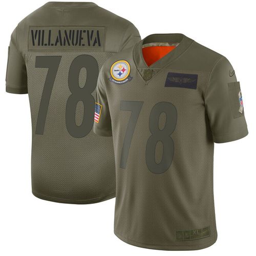 Men Pittsburgh Steelers 78 Villanueva Green Nike Olive Salute To Service Limited NFL Jerseys