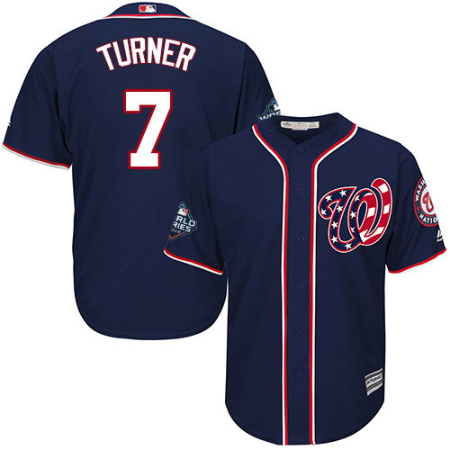 Men's Washington Nationals #7 Trea Turner Navy 2019 World Series Bound Cool Base Stitched MLB Jersey