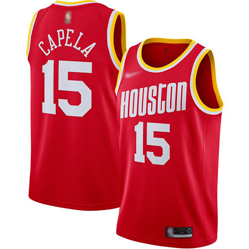 Rockets #15 Clint Capela Red Basketball Swingman Hardwood Classics Jersey