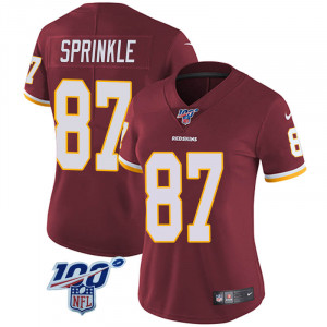 Women's Washington Redskins #87 Jeremy Sprinkle Limited Burgundy 100th Vapor Nike Jersey