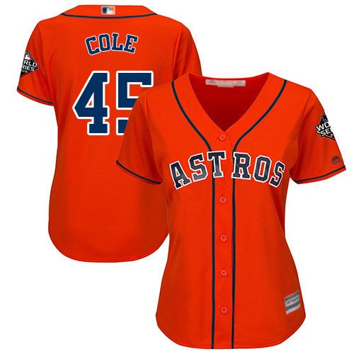 Astros #45 Gerrit Cole Orange Alternate 2019 World Series Bound Women's Stitched Baseball Jersey