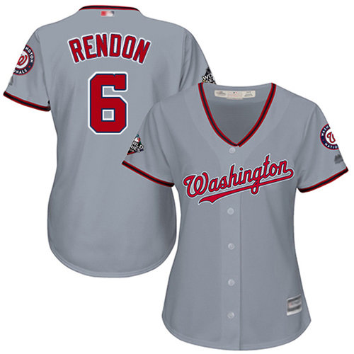 Nationals #6 Anthony Rendon Grey Road 2019 World Series Bound Women's Stitched Baseball Jersey