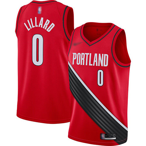 Blazers #0 Damian Lillard Red Basketball Swingman Statement Edition 2019-2020 Jersey