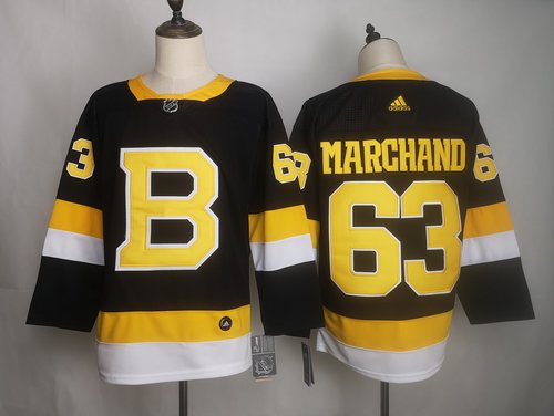 Men's Boston Bruins 63 Brad Marchand Black Adidas Jersey