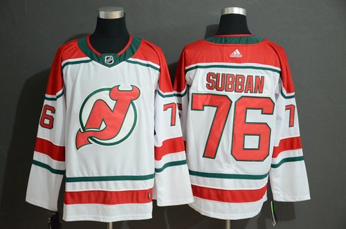 Men's New Jersey Devils 76 P.K. Subban White Adidas Jersey