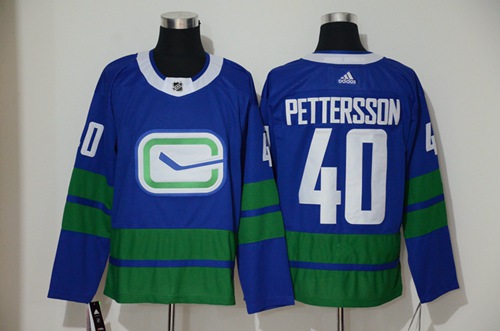 Men's Vancouver Canucks #40 Elias Pettersson Blue Alternate Authentic Stitched Hockey Jersey