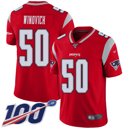 Men's New England Patriots #50 Chase Winovich Limited Red 100th Season Inverted Legend Jersey 