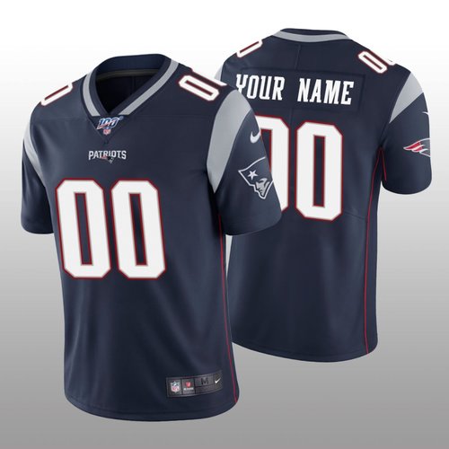 Men's New England Patriots Custom Navy Vapor Limited 100th Season Jersey