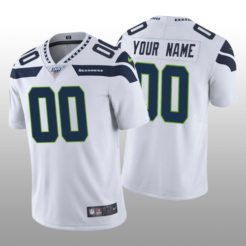 Men's Seattle Seahawks Custom White Vapor Limited 100th Season Jersey