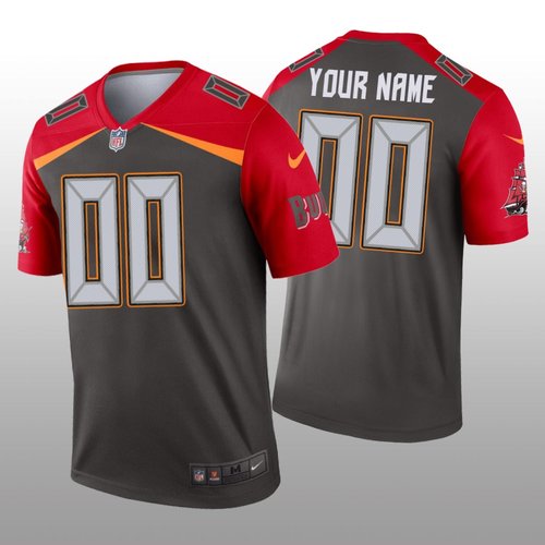 Men's Tampa Bay Buccaneers Custom Pewter Inverted Legend Jersey