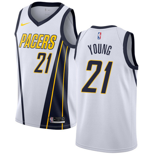 Nike Pacers #21 Thaddeus Young White NBA Swingman Earned Edition Jersey