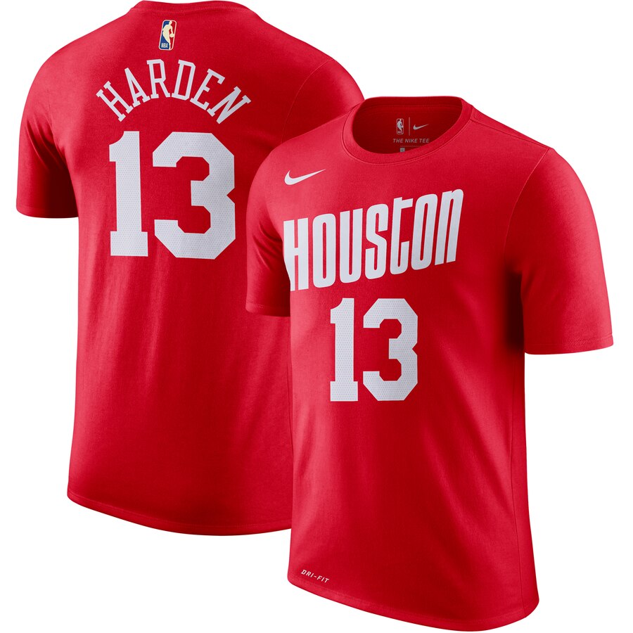 Houston Rockets #13 James Harden Nike Hardwood Classic Name & Number T-Shirt Red