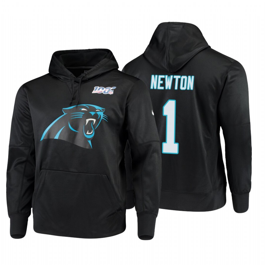 Carolina Panthers #1 Cam Newton Nike NFL 100 Primary Logo Circuit Name & Number Pullover Hoodie Black