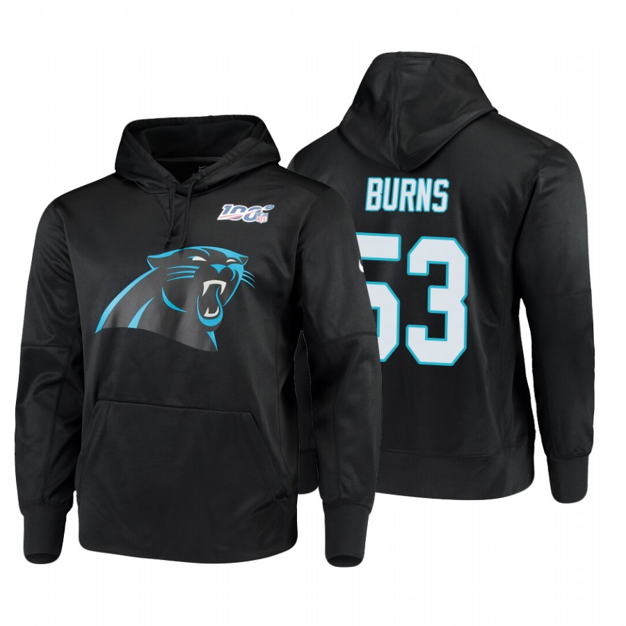 Carolina Panthers #53 Brian Burns Nike NFL 100 Primary Logo Circuit Name & Number Pullover Hoodie Black