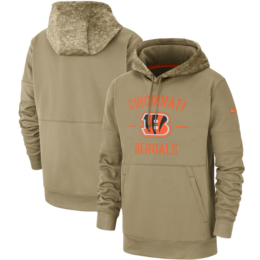 Men's Cincinnati Bengals Nike Tan 2019 Salute to Service Sideline Therma Pullover Hoodie