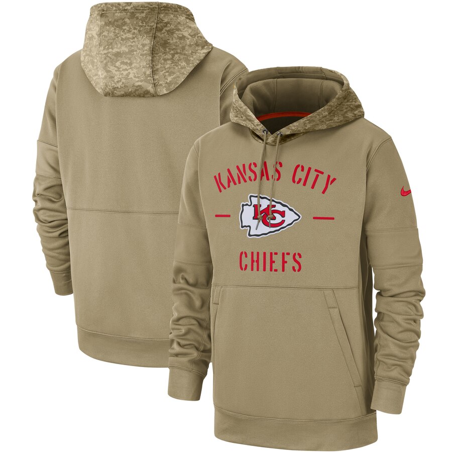 Men's Kansas City Chiefs Nike Tan 2019 Salute to Service Sideline Therma Pullover Hoodie