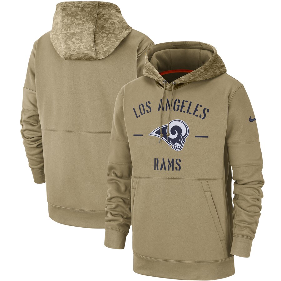 Men's Los Angeles Rams Nike Tan 2019 Salute to Service Sideline Therma Pullover Hoodie