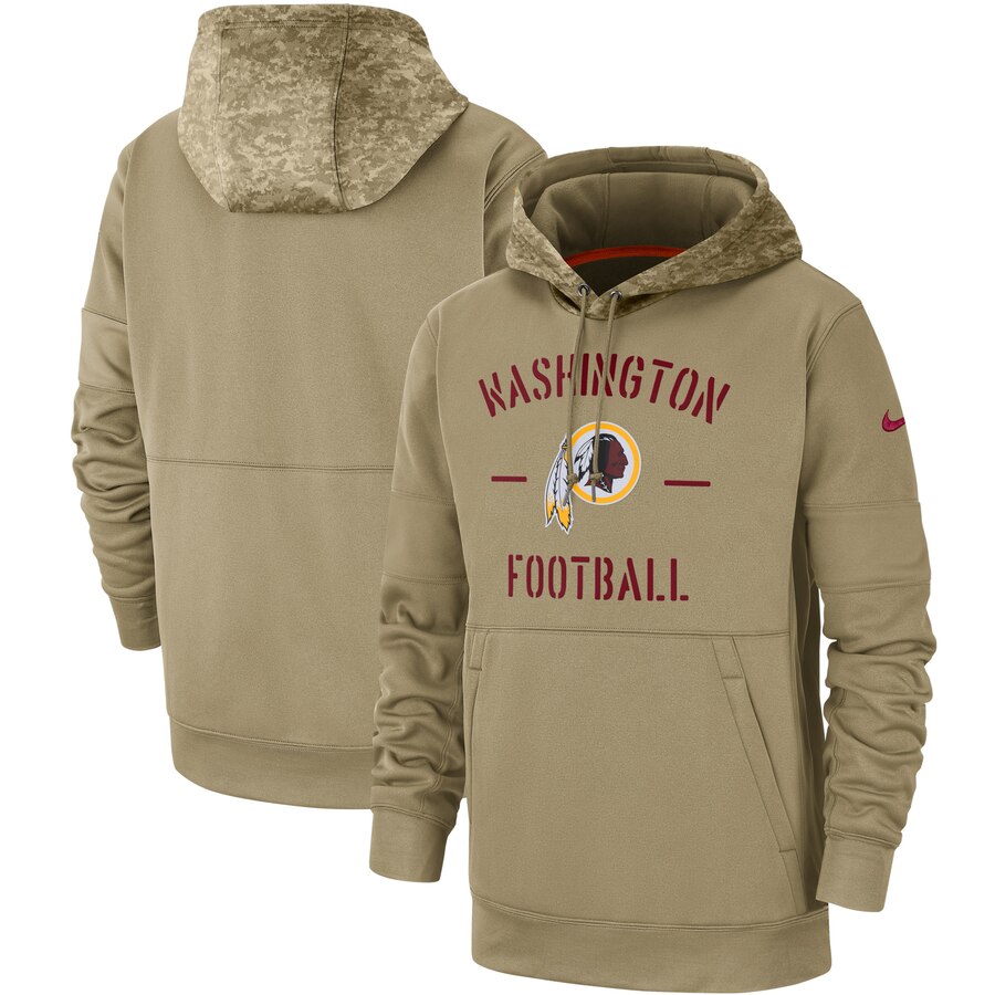 Men's Washington Redskins Nike Tan 2019 Salute to Service Sideline Therma Pullover Hoodie