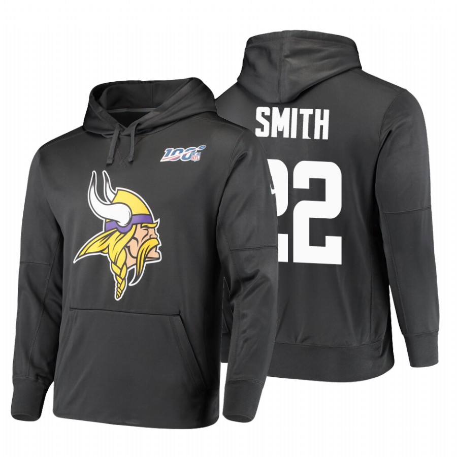 Minnesota Vikings #22 Harrison Smith Nike NFL 100 Primary Logo Circuit Name & Number Pullover Hoodie Anthracite