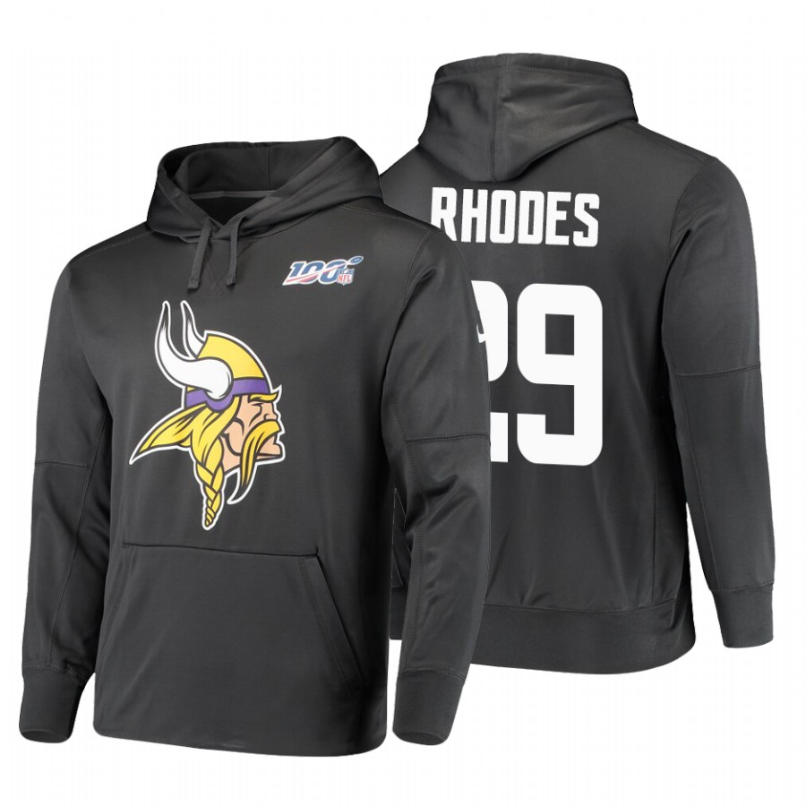 Minnesota Vikings #29 Xavier Rhodes Nike NFL 100 Primary Logo Circuit Name & Number Pullover Hoodie Anthracite