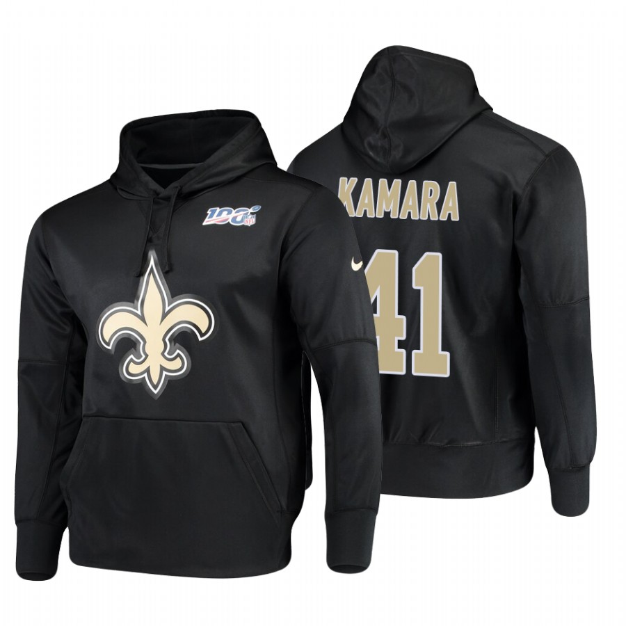 New Orleans Saints #41 Alvin Kamara Nike NFL 100 Primary Logo Circuit Name & Number Pullover Hoodie Black