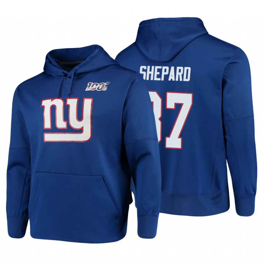 New York Giants #87 Sterling Shepard Nike NFL 100 Primary Logo Circuit Name & Number Pullover Hoodie Royal