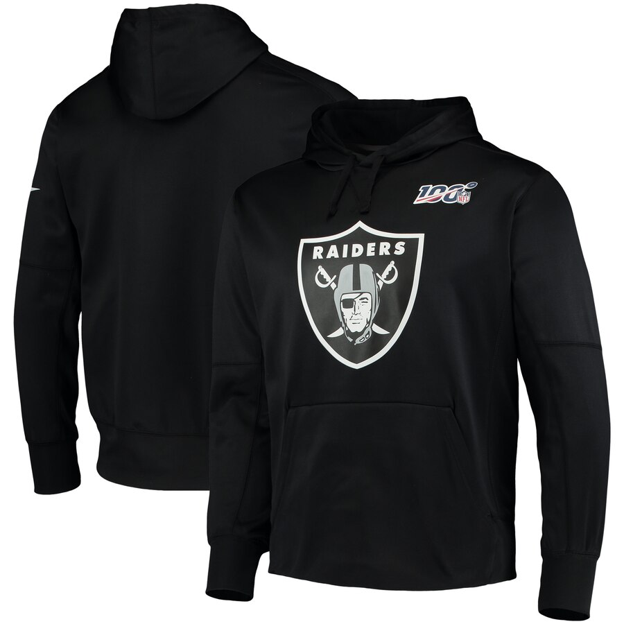 Oakland Raiders Nike 100th Season Primary Logo Circuit Performance Pullover Hoodie Black