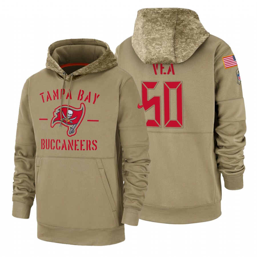 Tampa Bay Buccaneers #50 Vita Vea Nike Tan 2019 Salute To Service Name & Number Sideline Therma Pullover Hoodie