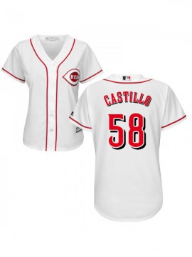 Women's Cincinnati Reds #58 Luis Castillo Authentic White Home Cool Base Jersey