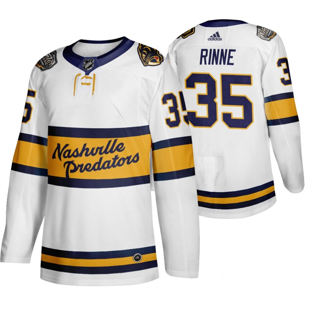 Men's Nashville Predators 35 Pekka Rinne White 2020 Winter Classic Adidas Jersey