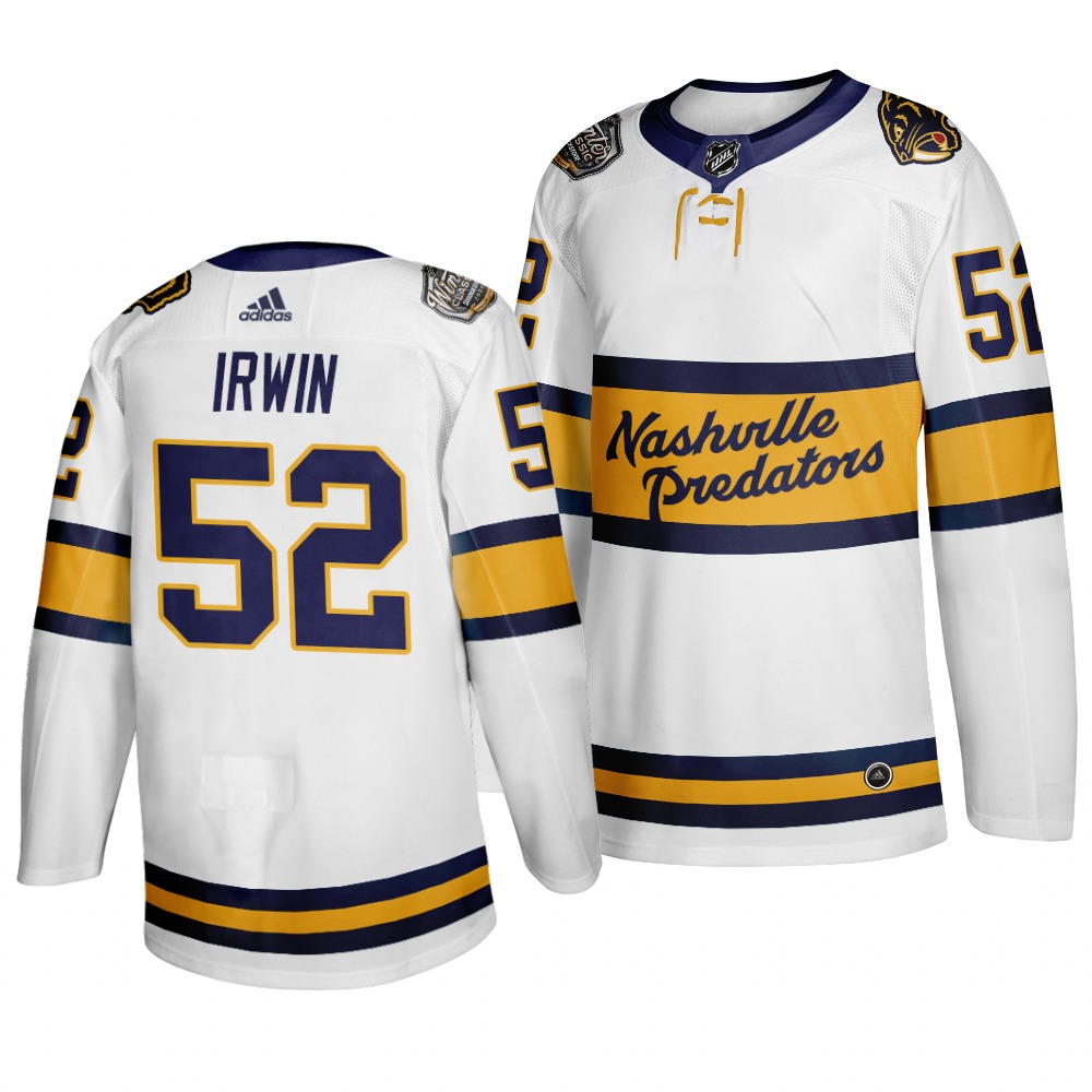 Men's Nashville Predators 52 Matt Irwin White 2020 Winter Classic Adidas Jersey