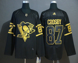 Men's Pittsburgh Penguins #87 Sidney Crosby Black Golden Adidas Stitched NHL Jersey