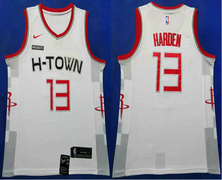 Men's Houston Rockets #13 James Harden White 2020 Nike City Edition Swingman Jersey With The Sponsor Logo