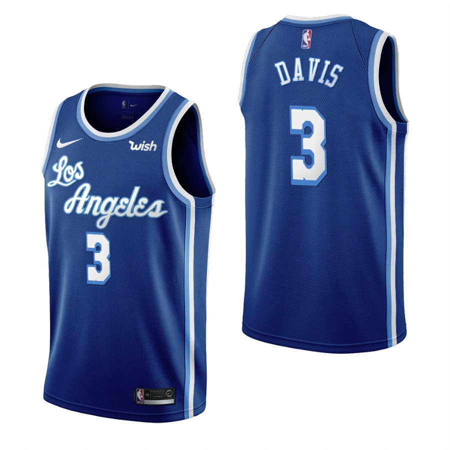 Los Angeles Lakers #3 Anthony Davis Blue 2019-20 Classic Edition Stitched NBA Jersey