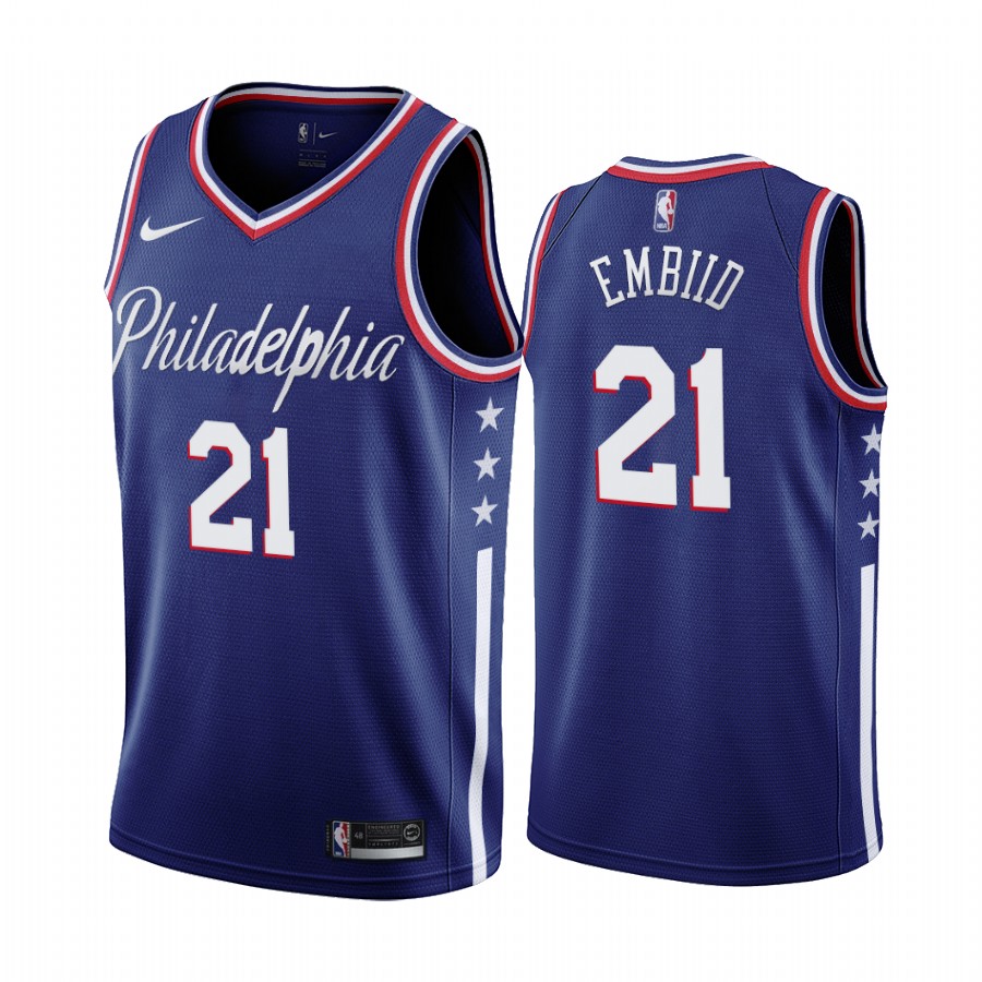 Nike 76ers #21 Joel Embiid Navy 2019-20 City Edition Swingman NBA Jersey