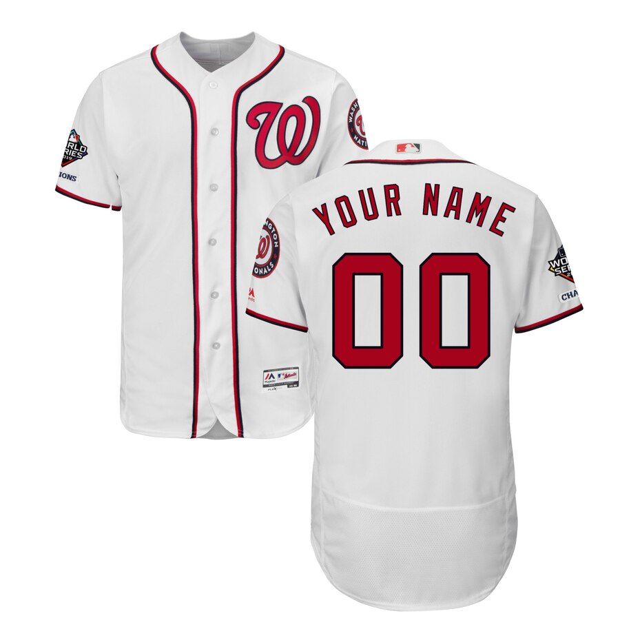 Washington Nationals Majestic 2019 World Series Champions Home Authentic Flex Base Custom White Jersey