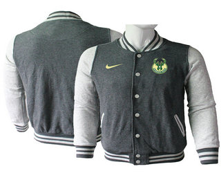 Men's Milwaukee Bucks Gray Stitched NBA Jacket