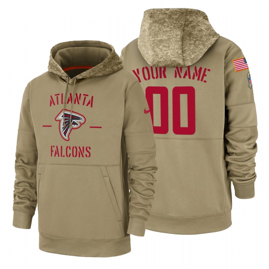 Atlanta Falcons Custom Nike Tan 2019 Salute To Service Name & Number Sideline Therma Pullover Hoodie