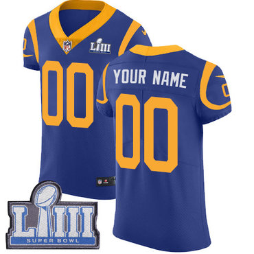 Men's Customized Los Angeles Rams Vapor Untouchable Super Bowl LIII Bound Elite Royal Blue Nike NFL Alternate Jersey 