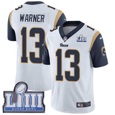 #13 Limited Kurt Warner White Nike NFL Road Youth Jersey Los Angeles Rams Vapor Untouchable Super Bowl LIII Bound