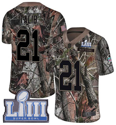 #21 Limited Aqib Talib Camo Nike NFL Youth Jersey Los Angeles Rams Rush Realtree Super Bowl LIII Bound