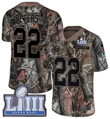 #22 Limited Marcus Peters Camo Nike NFL Youth Jersey Los Angeles Rams Rush Realtree Super Bowl LIII Bound