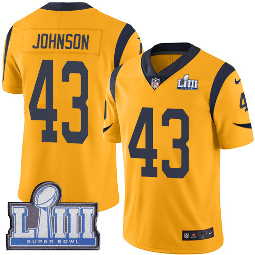 #43 Limited John Johnson Gold Nike NFL Youth Jersey Los Angeles Rams Rush Vapor Untouchable Super Bowl LIII Bound