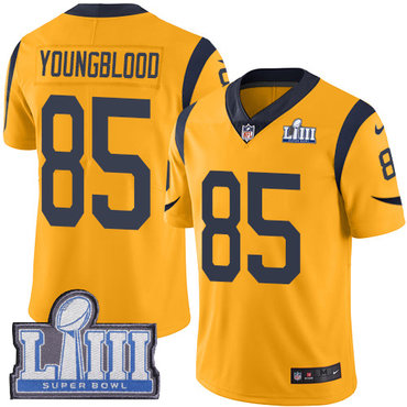 Youth Los Angeles Rams #85 Limited Jack Youngblood Gold Nike NFL Rush Vapor Untouchable Super Bowl LIII Bound Limited Jersey