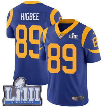 Youth Los Angeles Rams #89 Tyler Higbee Royal Blue Nike NFL Alternate Vapor Untouchable Super Bowl LIII Bound Limited Jersey